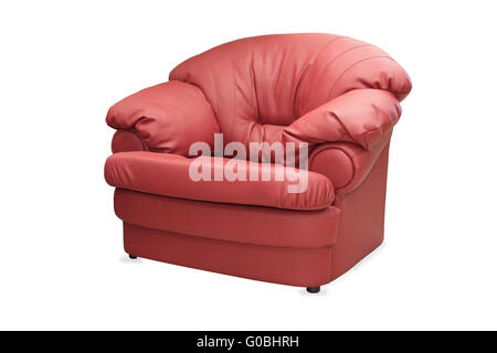 Moderno rosso sedia in pelle isolati su sfondo bianco Foto Stock
