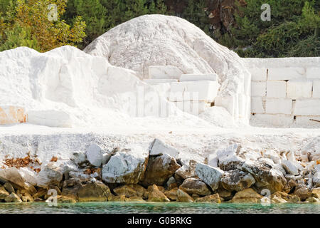 Foto del marmo bianco cava in Thassos Foto Stock