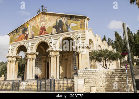 Chiesa di tutte le nazioni nel monte degli Ulivi di Gerusalemme Foto Stock