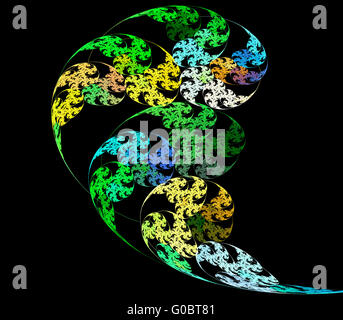 Visualizzazione del frattale a vortice di linee colorate. Foto Stock
