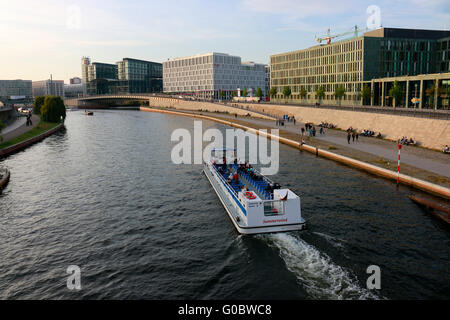 Berliner Hauptbahnhof, Sprea, Berlino. Foto Stock