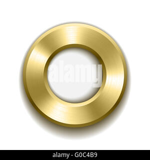 Ciambella oro modello di pulsante con trama in metallo. Foto Stock