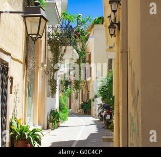 Strade nella parte vecchia della città Retno, Creta, Foto Stock