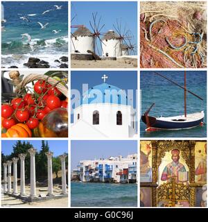 Collage di monumenti della Grecia Foto Stock