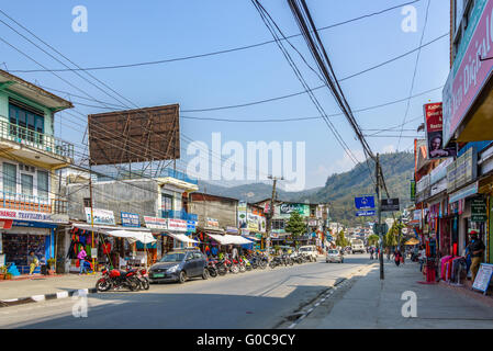 Lakeside a Pokhara, Nepal Foto Stock