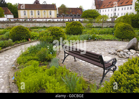 Giardino di erbe aromatiche in abbey in Baviera Foto Stock