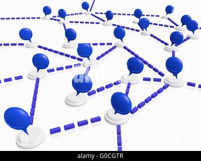 Comunità in chat rete con Fumetti Foto Stock