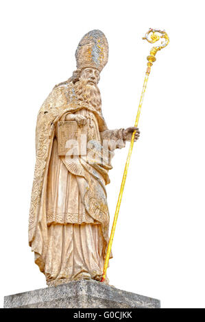 Scultura di San Biagio con sfondo bianco Foto Stock