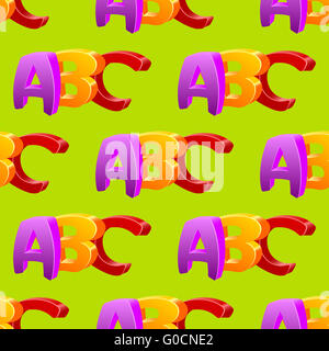 Infantili doodle ABC seamless pattern, design piatto. Foto Stock