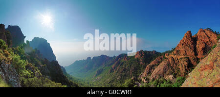 Tramonto nelle Calanche di Piana - Corsica Foto Stock