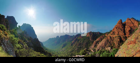 Tramonto nelle Calanche di Piana - Corsica Foto Stock