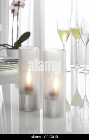 Accogliente le luci della tabella Foto Stock