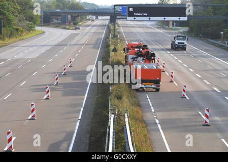 Lavori in corso sulla 8 corsie interstate Foto Stock