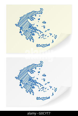Grecia scribble mappa su uno sfondo bianco. Foto Stock