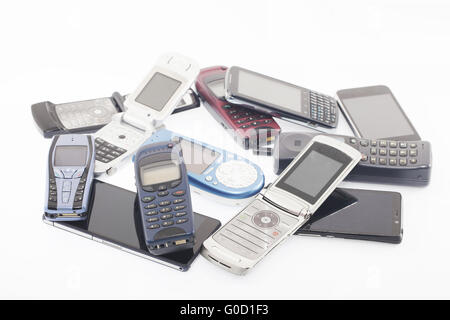 Vecchi e nuovi telefoni cellulari, smartphone Foto Stock