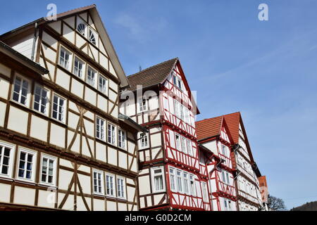 Vecchia casa in legno e muratura in Eschwege Foto Stock