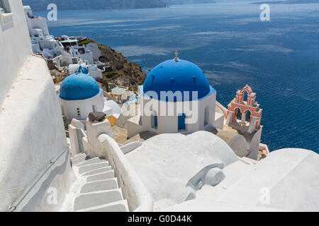 Architettura e paesaggio dell'isola di Santorini, Grecia Foto Stock