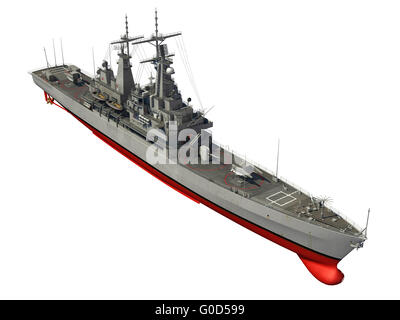 American moderna nave da guerra su sfondo bianco. 3D'illustrazione. Foto Stock