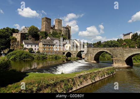 Castello Runkel al fiume Lahn Foto Stock