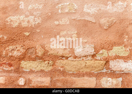 Texture di antico muro di mattoni in stretta fino Foto Stock