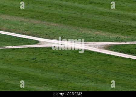 Il paesaggio agricolo con strade sterrate, Bavaria Foto Stock