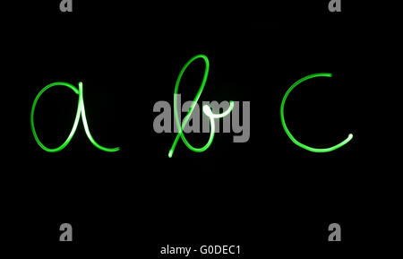 Fluorescente lettere 'ABC' Foto Stock