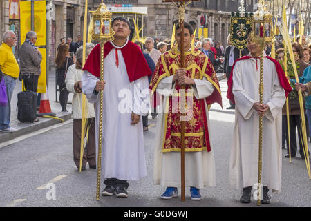 Domenica delle Palme processione Barcellona Spagna Foto Stock