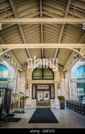 La Union Station Hotel, magnificamente ristrutturato ex L&N Railroad Station è un neoromanica gemma architettonica di Nashville, TN Foto Stock