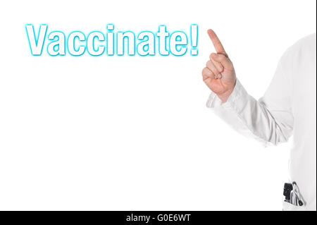 Medico rivolto a un titolo (vaccinare) Foto Stock