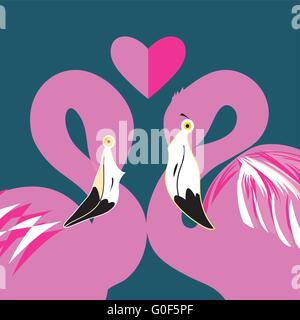 Fenicotteri rosa in amore Illustrazione Vettoriale