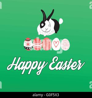 Scheda di Pasqua con i conigli e le uova Illustrazione Vettoriale
