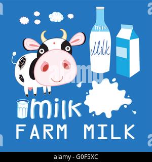 Bottiglia Bcow latte Illustrazione Vettoriale