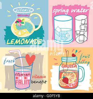 Diverse bevande di frutta Illustrazione Vettoriale