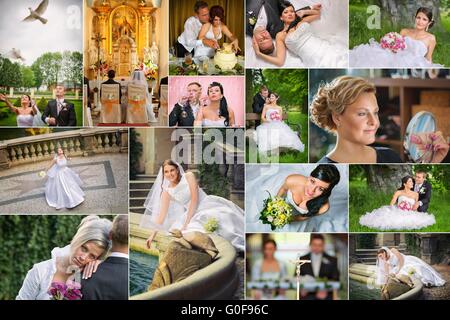 Wedding Collage a tema composto da diverse immagini Foto Stock