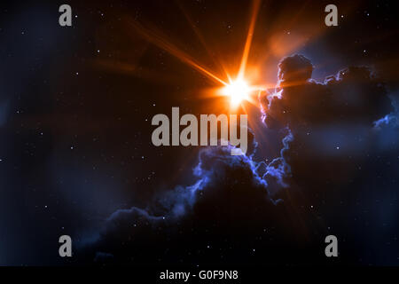 Nebulosa con sole Foto Stock