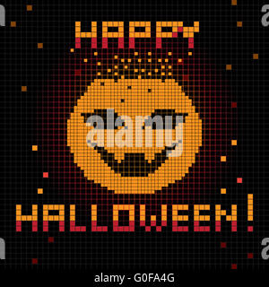 Felice di pixel zucca di Halloween Foto Stock