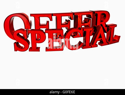 Tridimensionale di iscrizione Offerte Speciali Foto Stock