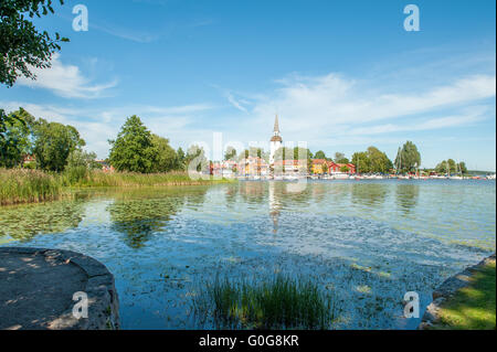 Estate in posizione idilliaca cittadina Mariefred, Svezia. Foto Stock