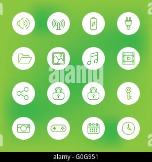 [EPS10] line web icon set sul cerchio bianco per il web design, UI ed infografico e le applicazioni per dispositivi mobili Illustrazione Vettoriale