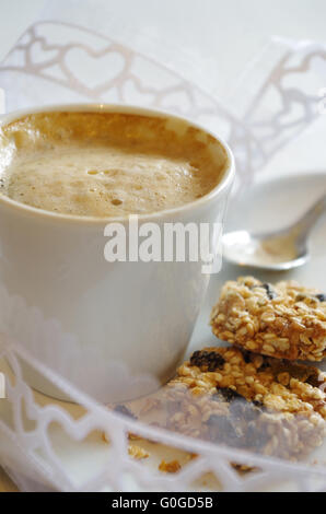 Farina di avena cookie e caffè Foto Stock