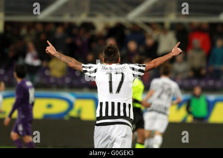 L'Italia, Firenze: Juventus di avanti Mario Mandzukic reagisce durante il campionato italiano di una partita di calcio tra ACF Fiorentina e Foto Stock