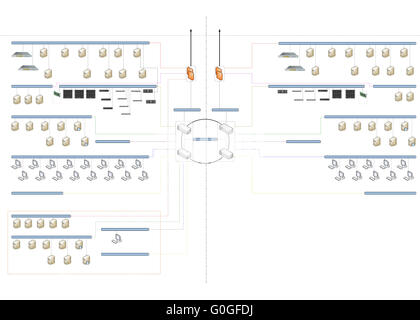 Diagramma di rete illustrazione del centro dati Foto Stock