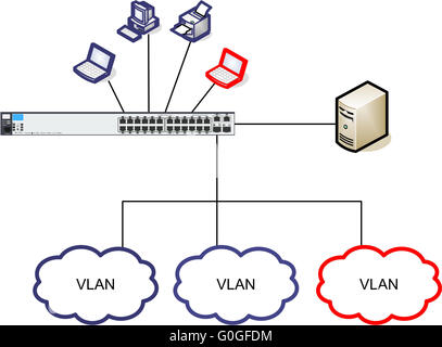 Diagramma di rete VLAN di illustrazione Foto Stock