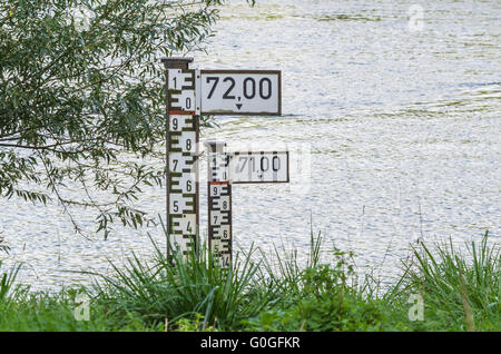 Indicatore del livello dell'acqua nel bacino della Ruhr Foto Stock