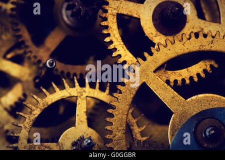 Ingranaggio di grunge, cog ruote dello sfondo. Scienza Industriale, orologeria, tecnologia. Foto Stock