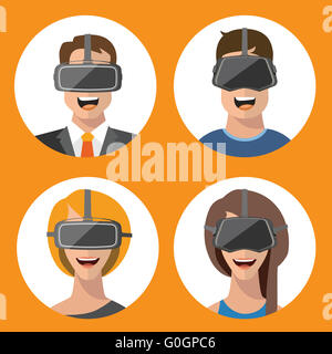 Occhiali per realtà virtuale l uomo e la donna le icone di Piana Foto Stock