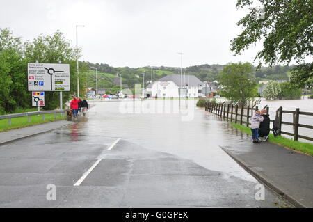 Le inondazioni di Aberystwyth nel giugno 2012 causano gravi danni Foto Stock