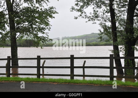 Le inondazioni di Aberystwyth nel giugno 2012 causano gravi danni Foto Stock