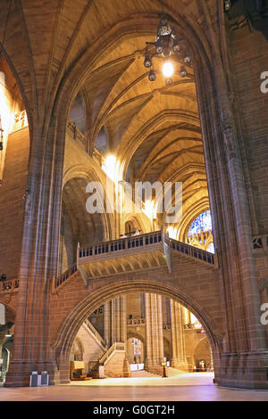 L'interno di Liverpool Cattedrale anglicana mostra la navata bridge. Costruita in stile gotico in stile Revival, completato nel 1978 Foto Stock