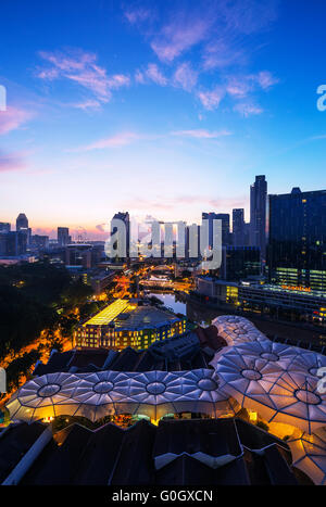 Il Sud Est asiatico, Singapore, Clarke Quay e Marina Bay Sands Hotel e Casino Foto Stock